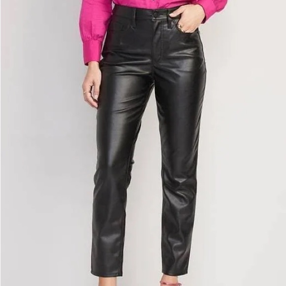 NEW Cropped Straight Leg Faux Leather Pants